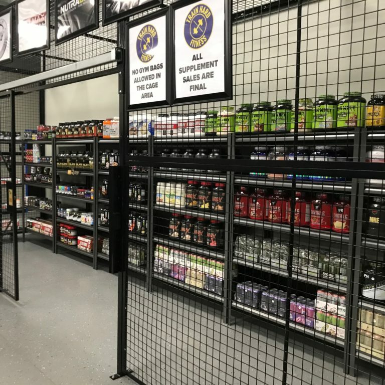 Supplement Cage - Train Hard Fitness 8180 Oswego Rd. Liverpool, NY 13090 315-409-4764